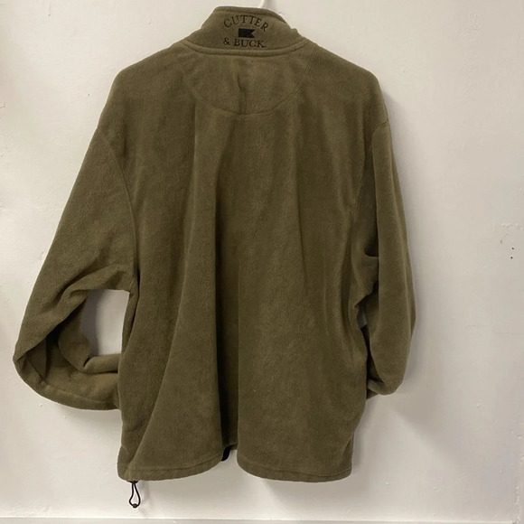 Cutter & Buck Mens Olive Green Fleece Pullover 1/4 Zip Jacket - Picture 3 of 6